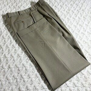 Brooks Brothers 346 Men's Dress Pants‎ W34-35x32 Tan Wool Pleated Trousers MINT